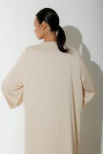 Photo Long kaftan dress in light beige satin